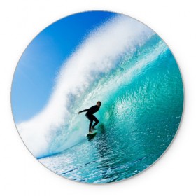Коврик круглый с принтом Океан в Петрозаводске, резина и полиэстер | круглая форма, изображение наносится на всю лицевую часть | лето | море | океан | отдых | серфинг | синяя