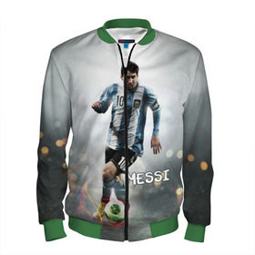 Мужской бомбер 3D с принтом Leo Messi в Петрозаводске, 100% полиэстер | застегивается на молнию, по бокам два кармана без застежек, по низу бомбера и на воротнике - эластичная резинка | barselona | messi | аргентина | барселона | месси | мяч | футбол