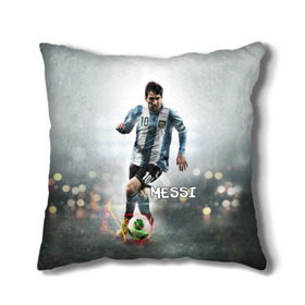Подушка 3D с принтом Leo Messi в Петрозаводске, наволочка – 100% полиэстер, наполнитель – холлофайбер (легкий наполнитель, не вызывает аллергию). | состоит из подушки и наволочки. Наволочка на молнии, легко снимается для стирки | barselona | messi | аргентина | барселона | месси | мяч | футбол