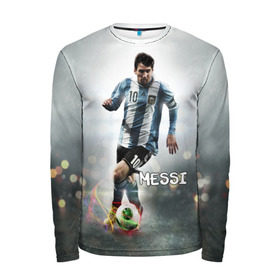 Мужской лонгслив 3D с принтом Leo Messi в Петрозаводске, 100% полиэстер | длинные рукава, круглый вырез горловины, полуприлегающий силуэт | barselona | messi | аргентина | барселона | месси | мяч | футбол