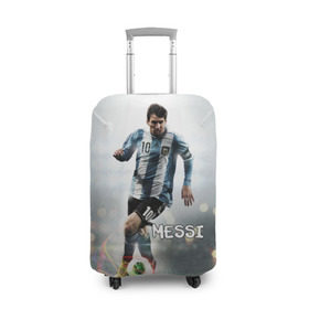 Чехол для чемодана 3D с принтом Leo Messi в Петрозаводске, 86% полиэфир, 14% спандекс | двустороннее нанесение принта, прорези для ручек и колес | barselona | messi | аргентина | барселона | месси | мяч | футбол