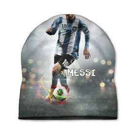 Шапка 3D с принтом Leo Messi в Петрозаводске, 100% полиэстер | универсальный размер, печать по всей поверхности изделия | Тематика изображения на принте: barselona | messi | аргентина | барселона | месси | мяч | футбол