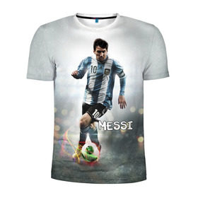 Мужская футболка 3D спортивная с принтом Leo Messi в Петрозаводске, 100% полиэстер с улучшенными характеристиками | приталенный силуэт, круглая горловина, широкие плечи, сужается к линии бедра | barselona | messi | аргентина | барселона | месси | мяч | футбол
