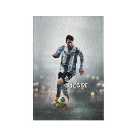 Обложка для паспорта матовая кожа с принтом Leo Messi в Петрозаводске, натуральная матовая кожа | размер 19,3 х 13,7 см; прозрачные пластиковые крепления | barselona | messi | аргентина | барселона | месси | мяч | футбол