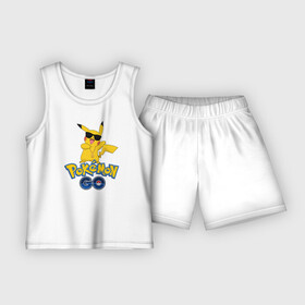 Детская пижама с шортами хлопок с принтом Pokemon GO в Петрозаводске,  |  | pikachu | pokeball | доллар | золото | пикачу | покеболл | покемон