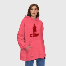 Худи SuperOversize хлопок с принтом СССР в Петрозаводске, 70% хлопок, 30% полиэстер, мягкий начес внутри | карман-кенгуру, эластичная резинка на манжетах и по нижней кромке, двухслойный капюшон
 | коммунизм | коммунист | кпрф | кпсс | рабочий и колхозница | серп и молот | советский союз