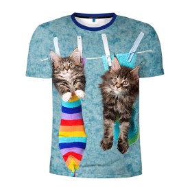 Мужская футболка 3D спортивная с принтом Мейн-кун 1 в Петрозаводске, 100% полиэстер с улучшенными характеристиками | приталенный силуэт, круглая горловина, широкие плечи, сужается к линии бедра | Тематика изображения на принте: кот | котенок | котик | котэ | кошка | мейн кун | мейнкун | мэйн кун | мэйнкун
