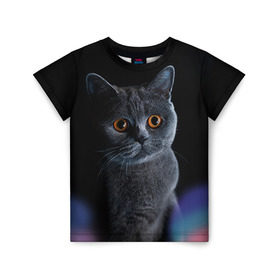 Детская футболка 3D с принтом Британец 1 в Петрозаводске, 100% гипоаллергенный полиэфир | прямой крой, круглый вырез горловины, длина до линии бедер, чуть спущенное плечо, ткань немного тянется | британец | британская | британцы | кот | котенок | котик | котэ | кошка