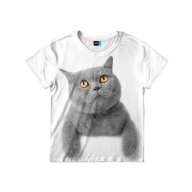 Детская футболка 3D с принтом Британец 2 в Петрозаводске, 100% гипоаллергенный полиэфир | прямой крой, круглый вырез горловины, длина до линии бедер, чуть спущенное плечо, ткань немного тянется | Тематика изображения на принте: британец | британская | британцы | кот | котенок | котик | котэ | кошка