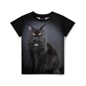 Детская футболка 3D с принтом Мейн-кун 3 в Петрозаводске, 100% гипоаллергенный полиэфир | прямой крой, круглый вырез горловины, длина до линии бедер, чуть спущенное плечо, ткань немного тянется | Тематика изображения на принте: кот | котенок | котик | котэ | кошка | мейн кун | мейнкун | мэйн кун | мэйнкун