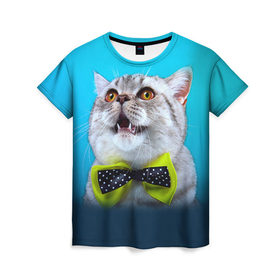 Женская футболка 3D с принтом Британец 3 в Петрозаводске, 100% полиэфир ( синтетическое хлопкоподобное полотно) | прямой крой, круглый вырез горловины, длина до линии бедер | британец | британская | британцы | кот | котенок | котик | котэ | кошка