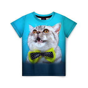 Детская футболка 3D с принтом Британец 3 в Петрозаводске, 100% гипоаллергенный полиэфир | прямой крой, круглый вырез горловины, длина до линии бедер, чуть спущенное плечо, ткань немного тянется | Тематика изображения на принте: британец | британская | британцы | кот | котенок | котик | котэ | кошка