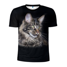 Мужская футболка 3D спортивная с принтом Мейн-кун 5 в Петрозаводске, 100% полиэстер с улучшенными характеристиками | приталенный силуэт, круглая горловина, широкие плечи, сужается к линии бедра | кот | котенок | котик | котэ | кошка | мейн кун | мейнкун | мэйн кун | мэйнкун