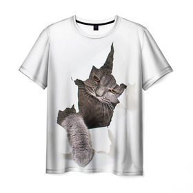Мужская футболка 3D с принтом Британец 4 в Петрозаводске, 100% полиэфир | прямой крой, круглый вырез горловины, длина до линии бедер | Тематика изображения на принте: британец | британская | британцы | кот | котенок | котик | котэ | кошка