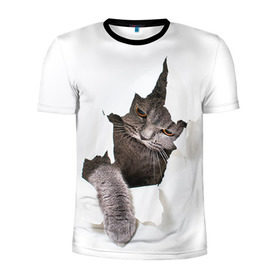 Мужская футболка 3D спортивная с принтом Британец 4 в Петрозаводске, 100% полиэстер с улучшенными характеристиками | приталенный силуэт, круглая горловина, широкие плечи, сужается к линии бедра | Тематика изображения на принте: британец | британская | британцы | кот | котенок | котик | котэ | кошка