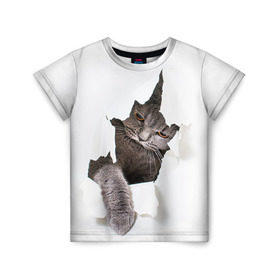 Детская футболка 3D с принтом Британец 4 в Петрозаводске, 100% гипоаллергенный полиэфир | прямой крой, круглый вырез горловины, длина до линии бедер, чуть спущенное плечо, ткань немного тянется | британец | британская | британцы | кот | котенок | котик | котэ | кошка
