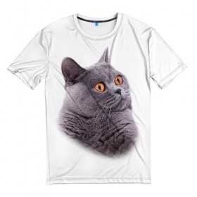 Мужская футболка 3D с принтом Британец 5 в Петрозаводске, 100% полиэфир | прямой крой, круглый вырез горловины, длина до линии бедер | Тематика изображения на принте: британец | британская | британцы | кот | котенок | котик | котэ | кошка
