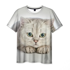 Мужская футболка 3D с принтом Британец 6 в Петрозаводске, 100% полиэфир | прямой крой, круглый вырез горловины, длина до линии бедер | британец | британская | британцы | кот | котенок | котик | котэ | кошка