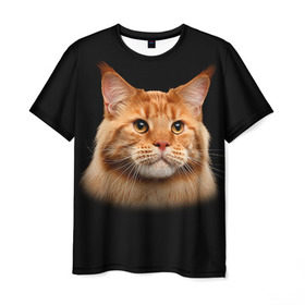 Мужская футболка 3D с принтом Мейн-кун 6 в Петрозаводске, 100% полиэфир | прямой крой, круглый вырез горловины, длина до линии бедер | кот | котенок | котик | котэ | кошка | мейн кун | мейнкун | мэйн кун | мэйнкун