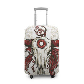 Чехол для чемодана 3D с принтом Хранитель духов в Петрозаводске, 86% полиэфир, 14% спандекс | двустороннее нанесение принта, прорези для ручек и колес | апачи | вождь | канада | талисман