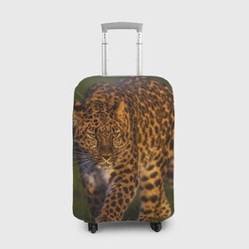 Чехол для чемодана 3D с принтом Дальневосточный леопард в Петрозаводске, 86% полиэфир, 14% спандекс | двустороннее нанесение принта, прорези для ручек и колес | Тематика изображения на принте: дикая кошка | леопард | природа | хищник