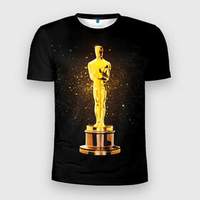 Мужская футболка 3D спортивная с принтом Оскар в Петрозаводске, 100% полиэстер с улучшенными характеристиками | приталенный силуэт, круглая горловина, широкие плечи, сужается к линии бедра | американская киноакадемия | золото | кинематограф | кино | кинофестиваль | награда | премия оскар