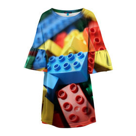 Детское платье 3D с принтом Лего в Петрозаводске, 100% полиэстер | прямой силуэт, чуть расширенный к низу. Круглая горловина, на рукавах — воланы | lego | дети