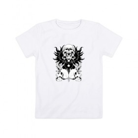 Детская футболка хлопок с принтом Черепа в Петрозаводске, 100% хлопок | круглый вырез горловины, полуприлегающий силуэт, длина до линии бедер | skull | skulls | кости | скелет | череп