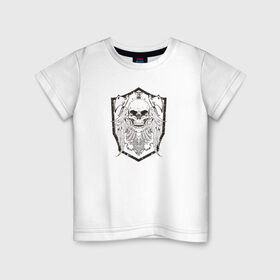 Детская футболка хлопок с принтом Череп с топором в Петрозаводске, 100% хлопок | круглый вырез горловины, полуприлегающий силуэт, длина до линии бедер | skull | skulls | кости | скеле | череп