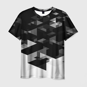 Мужская футболка 3D с принтом Trianse в Петрозаводске, 100% полиэфир | прямой крой, круглый вырез горловины, длина до линии бедер | Тематика изображения на принте: полигоны | текстура | треугольники