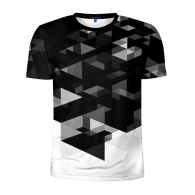 Мужская футболка 3D спортивная с принтом Trianse в Петрозаводске, 100% полиэстер с улучшенными характеристиками | приталенный силуэт, круглая горловина, широкие плечи, сужается к линии бедра | Тематика изображения на принте: полигоны | текстура | треугольники