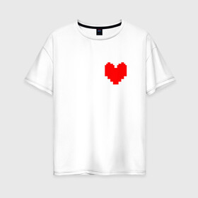 Женская футболка хлопок Oversize с принтом Undertale Heart в Петрозаводске, 100% хлопок | свободный крой, круглый ворот, спущенный рукав, длина до линии бедер
 | heart | undertale | андертеил | сердце