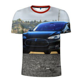 Мужская футболка 3D спортивная с принтом Tesla в Петрозаводске, 100% полиэстер с улучшенными характеристиками | приталенный силуэт, круглая горловина, широкие плечи, сужается к линии бедра | Тематика изображения на принте: 