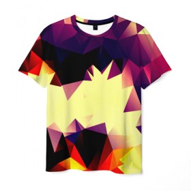 Мужская футболка 3D с принтом Polygoni в Петрозаводске, 100% полиэфир | прямой крой, круглый вырез горловины, длина до линии бедер | Тематика изображения на принте: полигоны | разноцветный | яркий