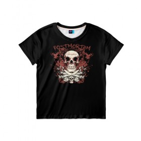 Детская футболка 3D с принтом Череп 35 в Петрозаводске, 100% гипоаллергенный полиэфир | прямой крой, круглый вырез горловины, длина до линии бедер, чуть спущенное плечо, ткань немного тянется | Тематика изображения на принте: skull | skulls | кости | скелет | череп