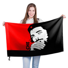 Флаг 3D с принтом Че Гевара в Петрозаводске, 100% полиэстер | плотность ткани — 95 г/м2, размер — 67 х 109 см. Принт наносится с одной стороны | che | che guevara | comandante | revolution | viva | революция | че | чегевара