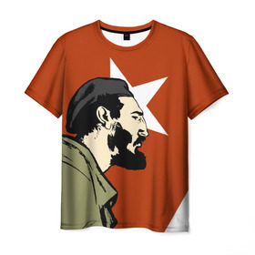 Мужская футболка 3D с принтом Куба в Петрозаводске, 100% полиэфир | прямой крой, круглый вырез горловины, длина до линии бедер | che | patria o muerte | кастро | куба | о.м.с.к. | революция | ссср | фидель | фидель кастро