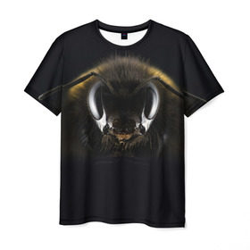 Мужская футболка 3D с принтом Пчела в Петрозаводске, 100% полиэфир | прямой крой, круглый вырез горловины, длина до линии бедер | глаза | насекомое | оса | пчела