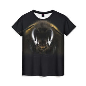 Женская футболка 3D с принтом Пчела в Петрозаводске, 100% полиэфир ( синтетическое хлопкоподобное полотно) | прямой крой, круглый вырез горловины, длина до линии бедер | глаза | насекомое | оса | пчела