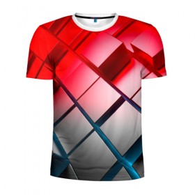Мужская футболка 3D спортивная с принтом Текстура в Петрозаводске, 100% полиэстер с улучшенными характеристиками | приталенный силуэт, круглая горловина, широкие плечи, сужается к линии бедра | Тематика изображения на принте: кубы | объем