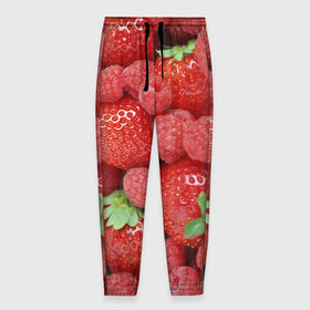 Мужские брюки 3D с принтом Ягоды в Петрозаводске, 100% полиэстер | манжеты по низу, эластичный пояс регулируется шнурком, по бокам два кармана без застежек, внутренняя часть кармана из мелкой сетки | десерт | еда | клубника | красный | малина | сладкое | ягоды