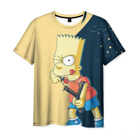 Мужская футболка 3D с принтом Барт в Петрозаводске, 100% полиэфир | прямой крой, круглый вырез горловины, длина до линии бедер | Тематика изображения на принте: simpsons | барт | гомер | мардж | симпсоны