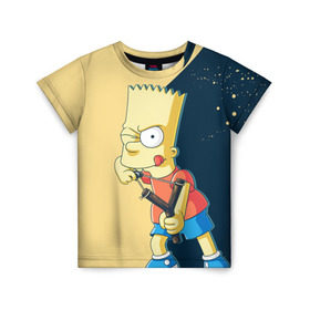 Детская футболка 3D с принтом Барт в Петрозаводске, 100% гипоаллергенный полиэфир | прямой крой, круглый вырез горловины, длина до линии бедер, чуть спущенное плечо, ткань немного тянется | Тематика изображения на принте: simpsons | барт | гомер | мардж | симпсоны