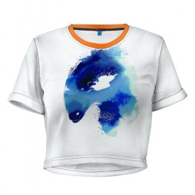 Женская футболка 3D укороченная с принтом Morphling в Петрозаводске, 100% полиэстер | круглая горловина, длина футболки до линии талии, рукава с отворотами | dota | dota 2 | morphling | дота | дотан | морфинг | раки