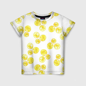 Детская футболка 3D с принтом Lemons в Петрозаводске, 100% гипоаллергенный полиэфир | прямой крой, круглый вырез горловины, длина до линии бедер, чуть спущенное плечо, ткань немного тянется | lemon | лимон | паттерн