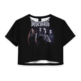 Женская футболка 3D укороченная с принтом Behemoth в Петрозаводске, 100% полиэстер | круглая горловина, длина футболки до линии талии, рукава с отворотами | behemoth | dark | deathmetal | metal | бегемот | блэк метал