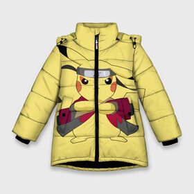 Зимняя куртка для девочек 3D с принтом Pikachu в Петрозаводске, ткань верха — 100% полиэстер; подклад — 100% полиэстер, утеплитель — 100% полиэстер. | длина ниже бедра, удлиненная спинка, воротник стойка и отстегивающийся капюшон. Есть боковые карманы с листочкой на кнопках, утяжки по низу изделия и внутренний карман на молнии. 

Предусмотрены светоотражающий принт на спинке, радужный светоотражающий элемент на пуллере молнии и на резинке для утяжки. | pikachu | pokeboll | pokemon | пикачу | покеболл | покемон