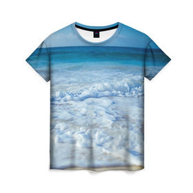 Женская футболка 3D с принтом sea в Петрозаводске, 100% полиэфир ( синтетическое хлопкоподобное полотно) | прямой крой, круглый вырез горловины, длина до линии бедер | orca | sea | whale | вода | киты | косатки | лето | любовь | море | океан | отдых | пальмы | пляж | солнце