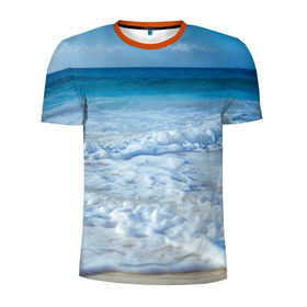 Мужская футболка 3D спортивная с принтом sea в Петрозаводске, 100% полиэстер с улучшенными характеристиками | приталенный силуэт, круглая горловина, широкие плечи, сужается к линии бедра | orca | sea | whale | вода | киты | косатки | лето | любовь | море | океан | отдых | пальмы | пляж | солнце