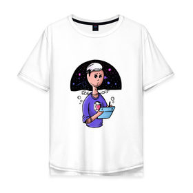 Мужская футболка хлопок Oversize с принтом Дизайнер-иллюстратор в Петрозаводске, 100% хлопок | свободный крой, круглый ворот, “спинка” длиннее передней части | веб | дизайнер | иллюстратор | космос | сердце